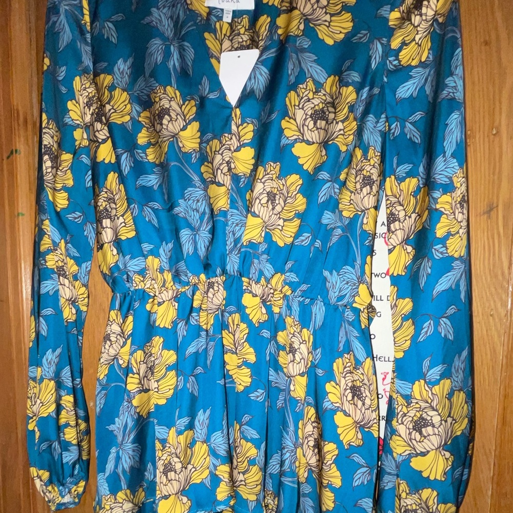 Louna Ruffle Layer Dress Blue & Yellow floral
